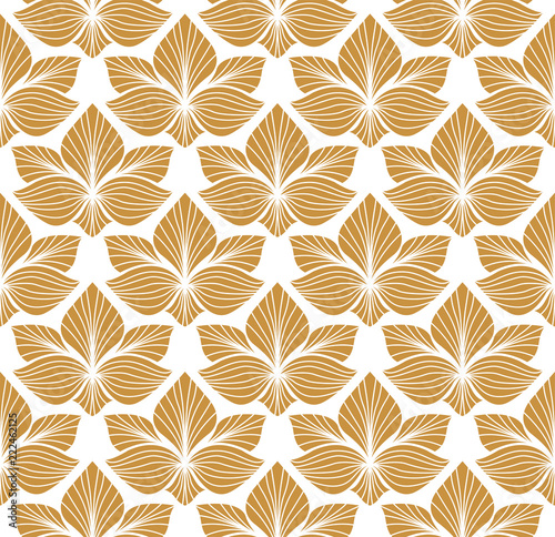 Vector floral damask seamless pattern. Elegant abstract art nouveau background. Classic flower motif texture.