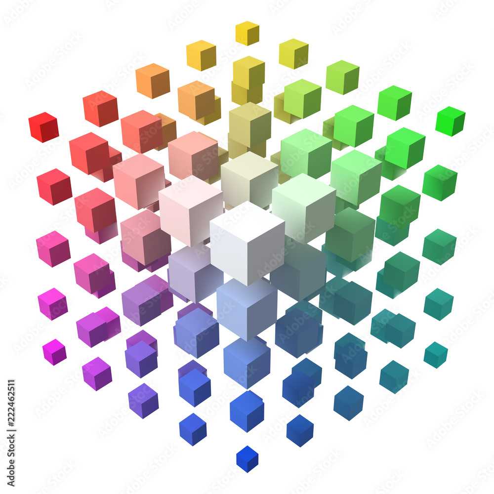 Naklejka premium 3d style vector cubic form made of with smaller cubes.
