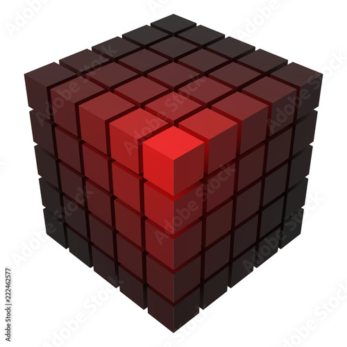 3d style vector cubic form made of with smaller cubes.
