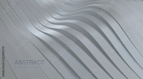 White wavy stripes background. Abstract papercut decoration. 3d topography relief. Vector realistic illustration. Modern cover layout template. Architectural concept