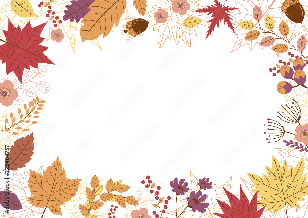 Autumn leaves design on white background vector illustration
