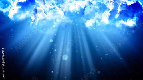 Worship and Prayer based cinematic clouds and light rays background useful for divine, spiritual, fantasy concepts.