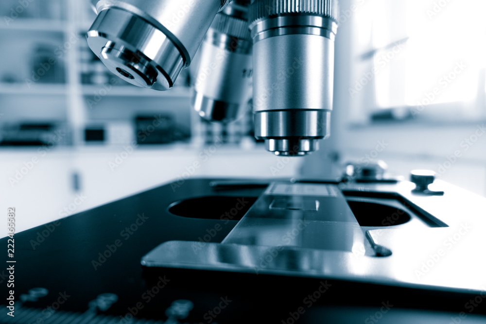 Slide and lens of microscope Slide and lens of microscope