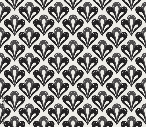 Vector cute floral damask seamless pattern. Elegant abstract art nouveau background. Classic flower motif texture.
