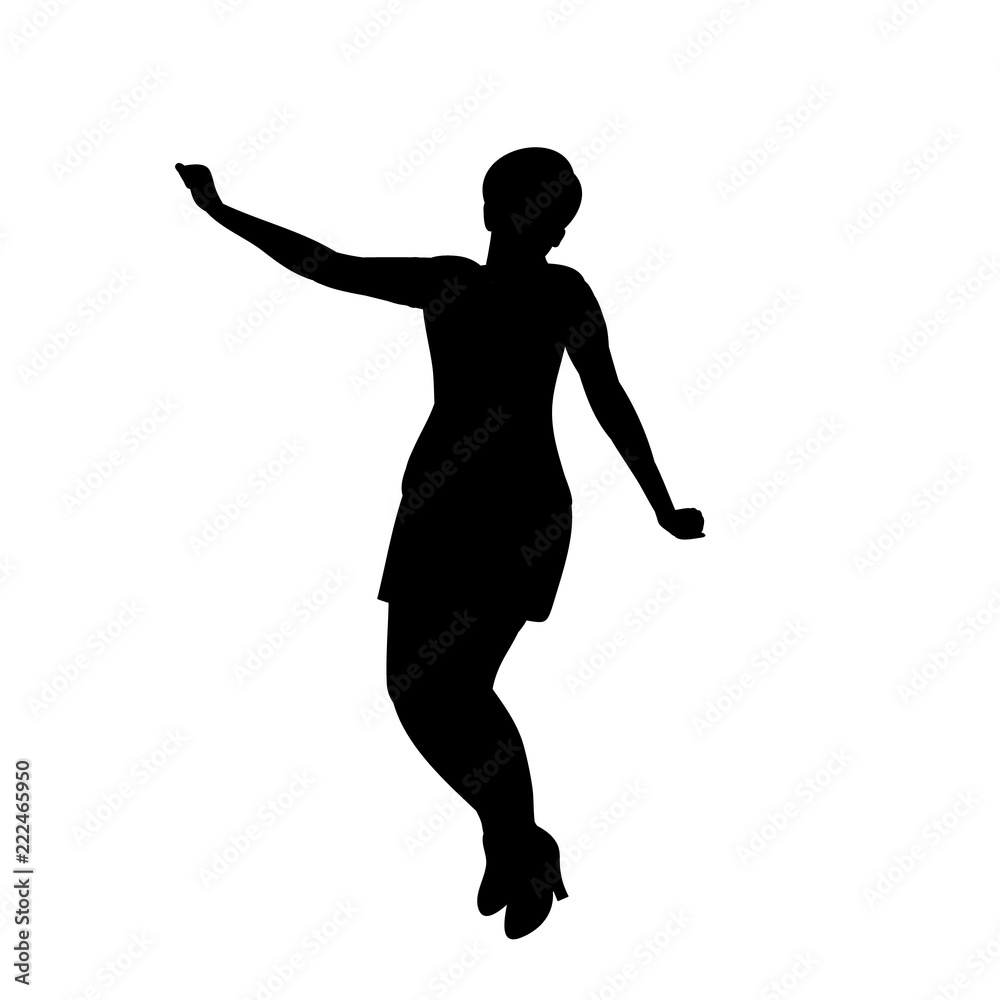 isolated, silhouette girl jumping