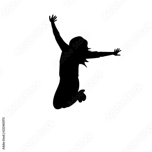 vector, isolated, silhouette girl jumping