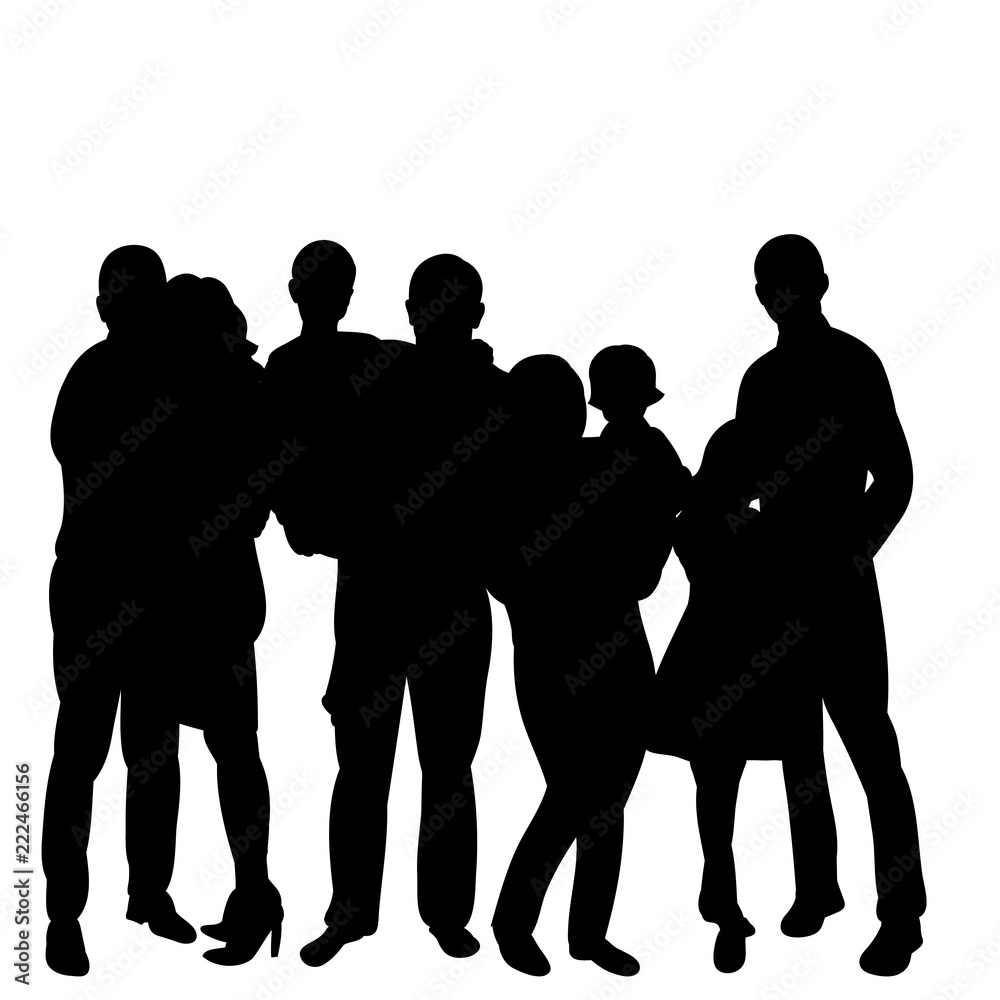 vector, isolated, silhouette of a crowd of people
