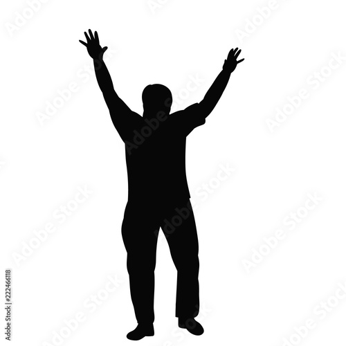 silhouette man rejoicing