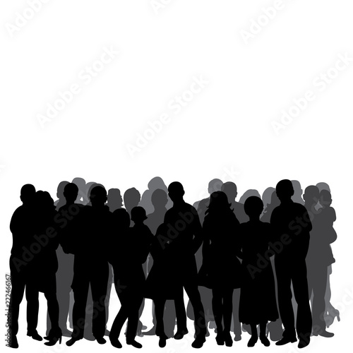  isolated, silhouette of a crowd of people