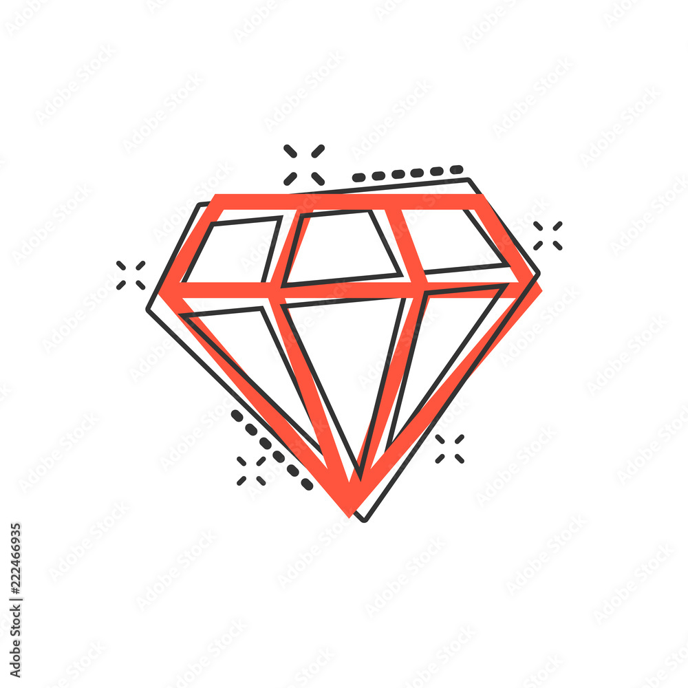 Vector cartoon diamond jewel gem icon in comic style. Diamond gemstone illustration pictogram. Jewelry brilliant business splash effect concept. Vector cartoon diamond jewel gem icon in comic style. Diamond gemstone illustration pictogram. Jewelry brilliant business splash effect concept.