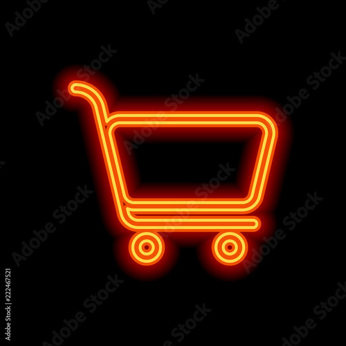 Shopping cart icon. Simple linear icon with thin outline. Orange