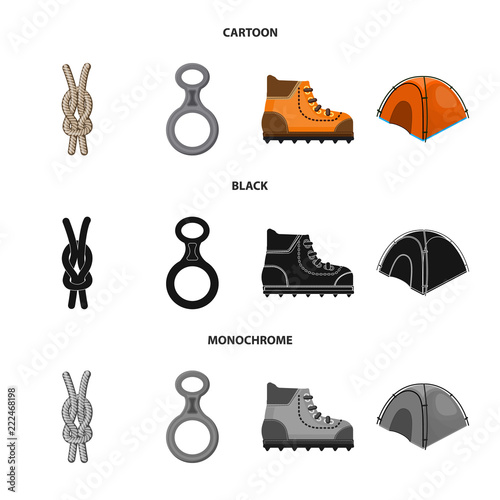 Isolated object of mountaineering and peak logo. Set of mountaineering and camp stock vector illustration.