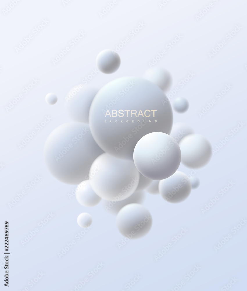 Fototapeta Abstrakcjonistyczna ilustracja białych kul 3D
