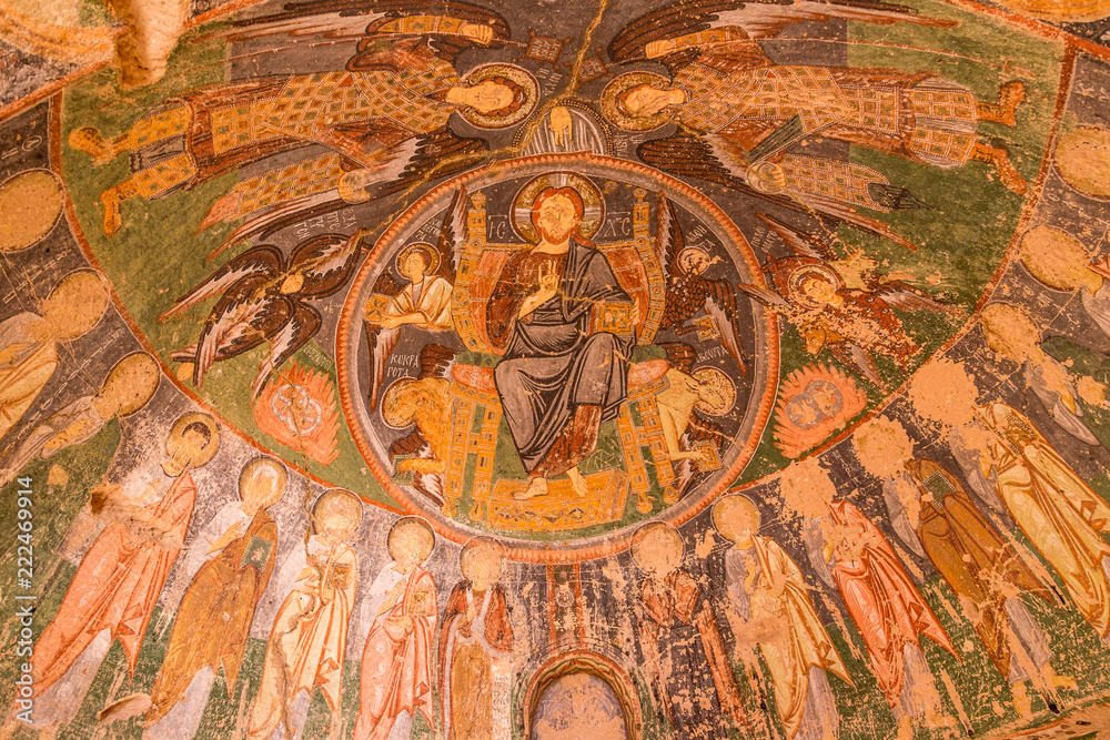 Fresco in Church of the Cross, Crusader Church at Rose valley. Cappadocia. Nevsehir Province