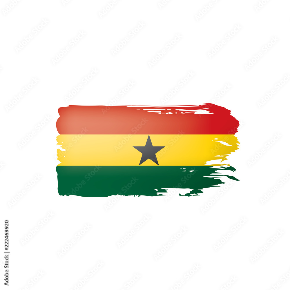 Obraz premium Ghana flag, vector illustration on a white background