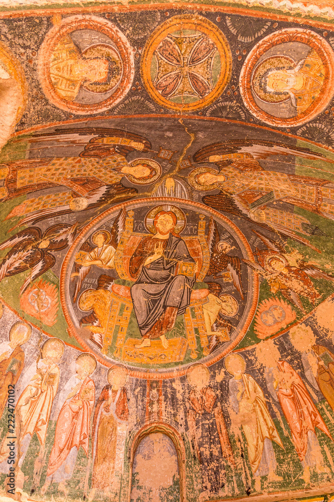 Fresco in Church of the Cross, Crusader Church at Rose valley. Cappadocia. Nevsehir Province