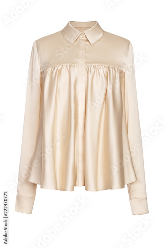 Photographie Women's  silk beige blouse isolated on white background.