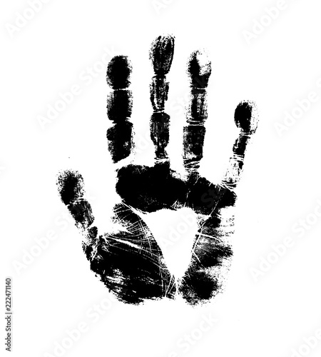 Print of hand of human, cute skin texture pattern,vector grunge illustration. Scanning the fingers, palm on white background.