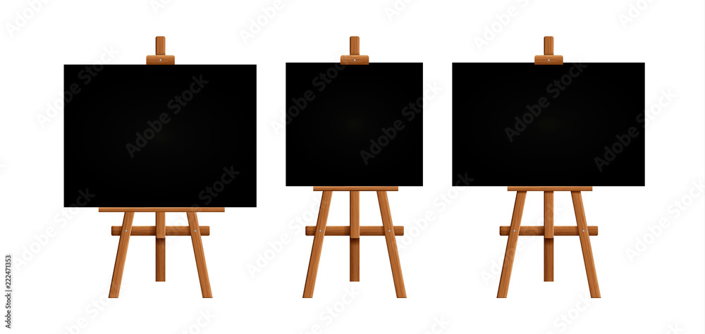 Easel canvas stand board isolated wooden Vector Image