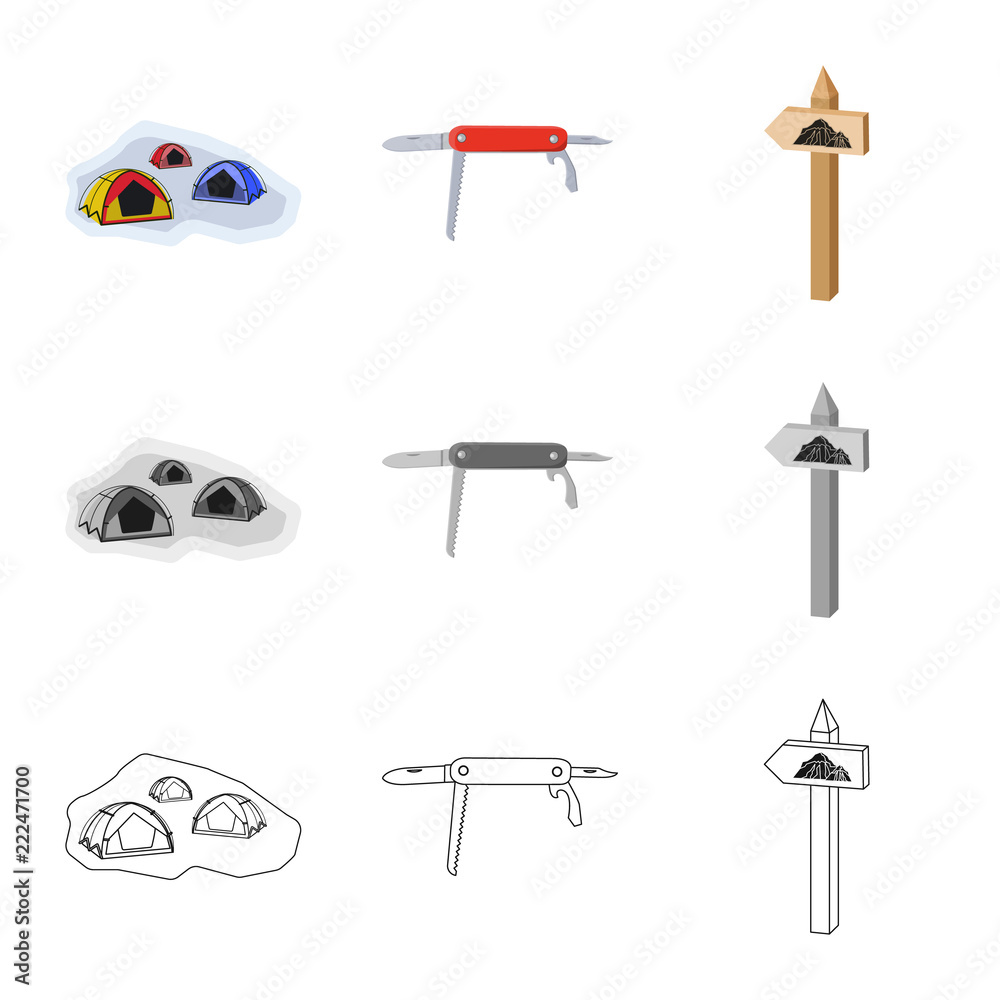 Vector design of mountaineering and peak sign. Collection of mountaineering and camp vector icon for stock. Vector design of mountaineering and peak sign. Collection of mountaineering and camp vector icon for stock.