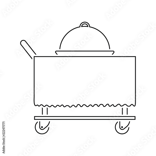 Restaurant  cloche on delivering cart icon