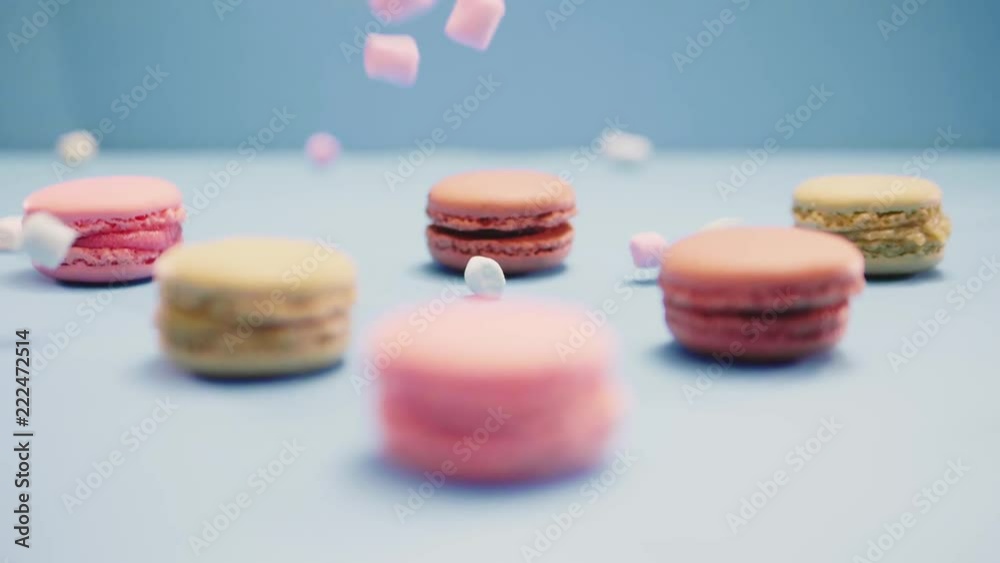French macarons a colorful background French macarons a colorful background
