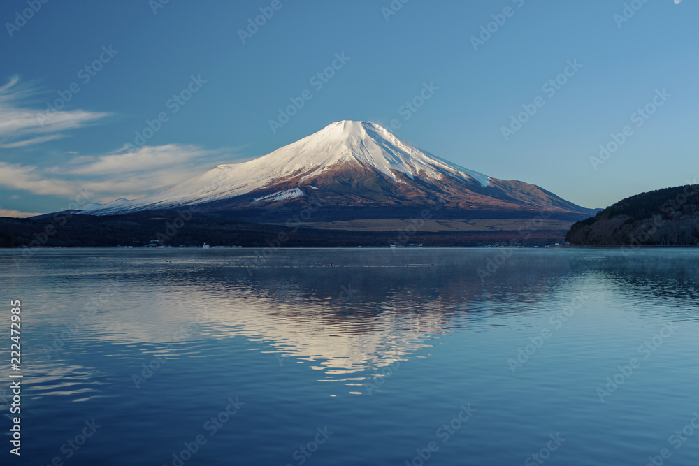 山中のからみる雪の富士山