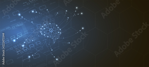 Artificial intelligence. Technology web background. Virtual concept