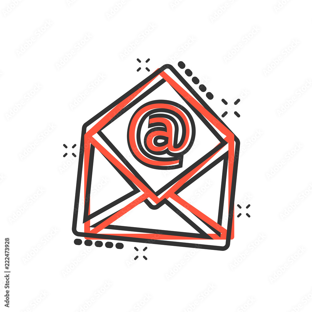 Vector cartoon mail envelope icon in comic style. Email sign illustration pictogram. Mail business splash effect concept. Vector cartoon mail envelope icon in comic style. Email sign illustration pictogram. Mail business splash effect concept.