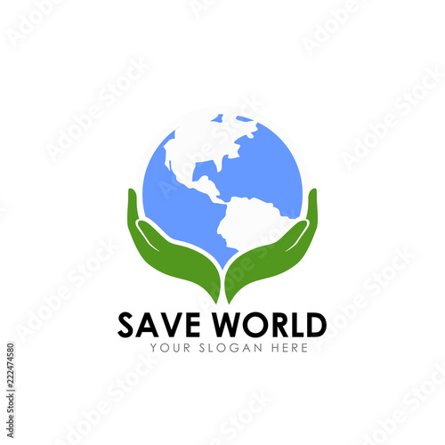 save earth logo design template. save globe logo vector icon