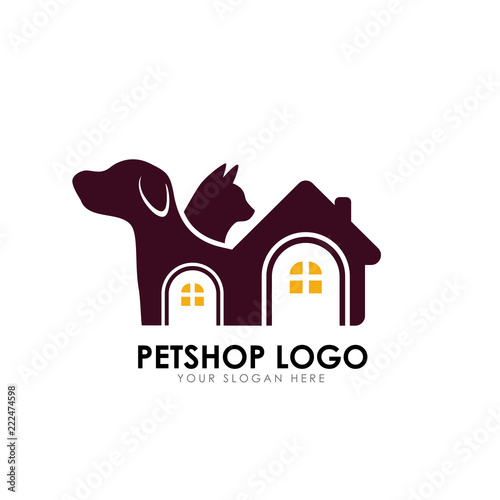 pet shop logo design template. pet home logo design vector icon