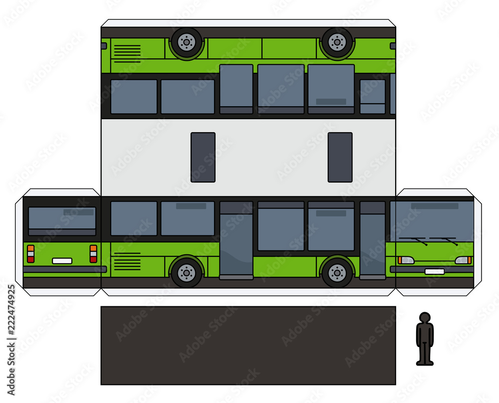 The simple paper model of a green bus The simple paper model of a green bus