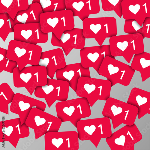 Social media background, streaming, likes, follows, comments, vector