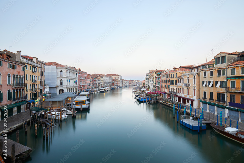 Grand Canal in Venice, clear sky in summer in the early morning in Italy