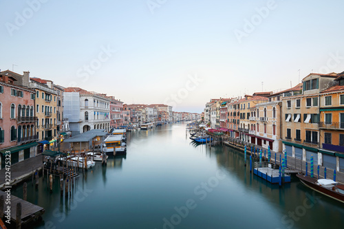 Grand Canal in Venice, clear sky in summer in the early morning in Italy © andersphoto