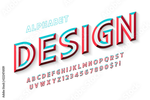 Original display font with facets, alphabet, letters