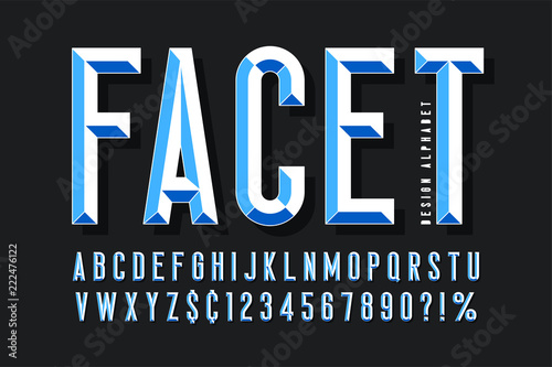 Original display font with facets, alphabet, letters and numbers