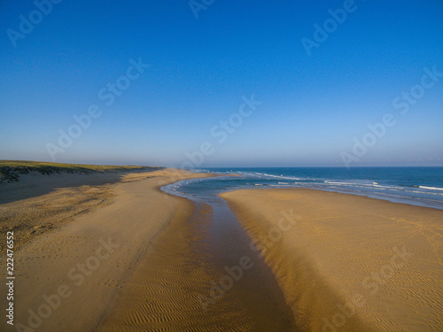 cap ferret sunrise boje france aerial drone view beach ocean sand waves chanel