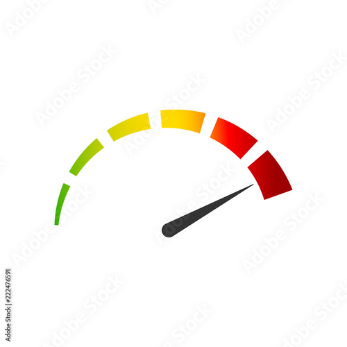 Meter dashboard icon in flat style. Credit score indicator level vector illustration on white isolated background. Gauges with measure scale business concept.