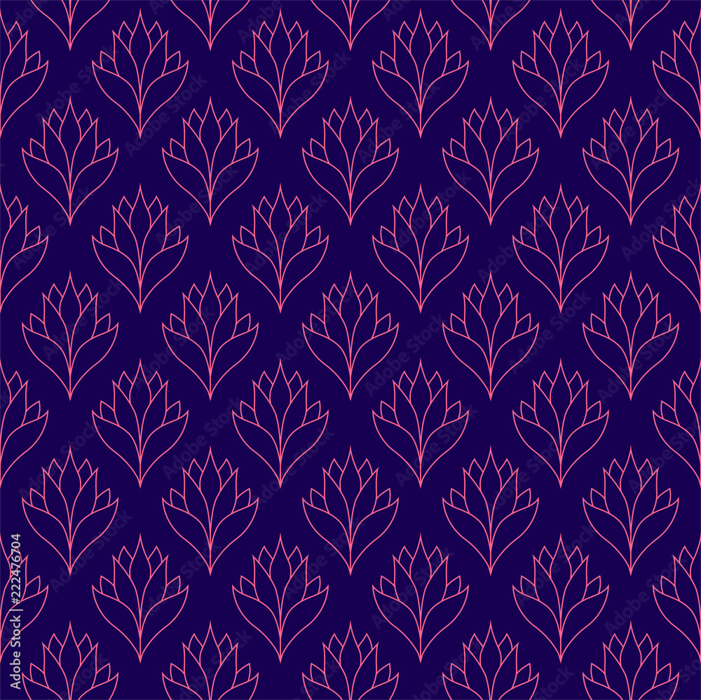 Elegant Floral Vector Seamless Pattern. Decorative Flower Illustration. Abstract Art Deco Background.