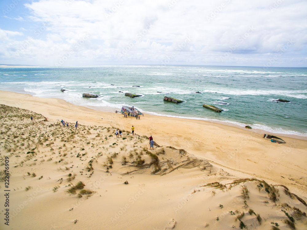 cap ferret bunkers france dunes arcachon surfers clean beach