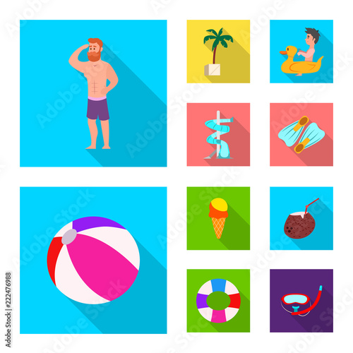 Vector illustration of pool and swimming sign. Collection of pool and activity stock vector illustration.