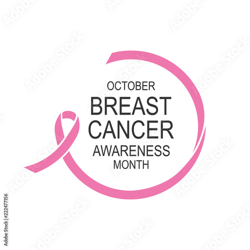 Vector image of breast cancer awareness ribbon.Poster design.October is cancer awareness month.