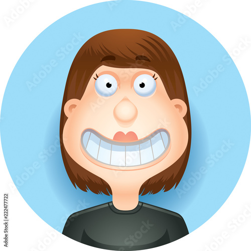 Cartoon Brunette Woman Smiling