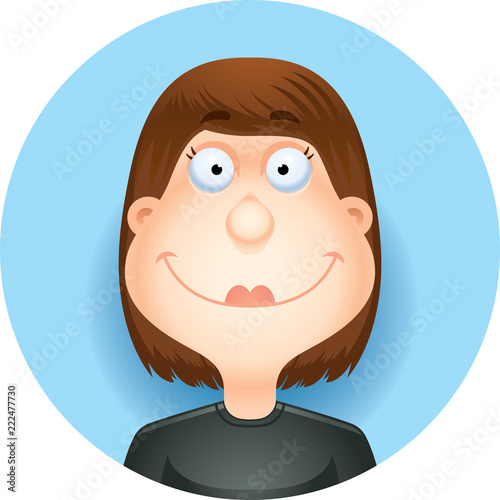 Cartoon Brunette Woman Smiling