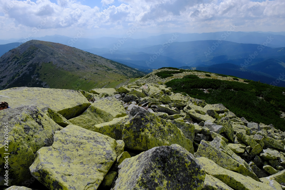 Ukraina, Karpaty Wschodnie - góry Gorgany Środkowe, widok z Wielkiej Sywuli (najwyższego szczytu Gorganów)