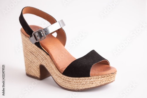 woman wedge shoe on white background