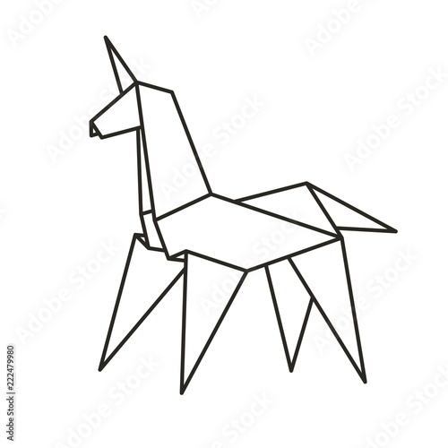 Origami paper unicorn