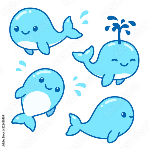 Cute cartoon whale set