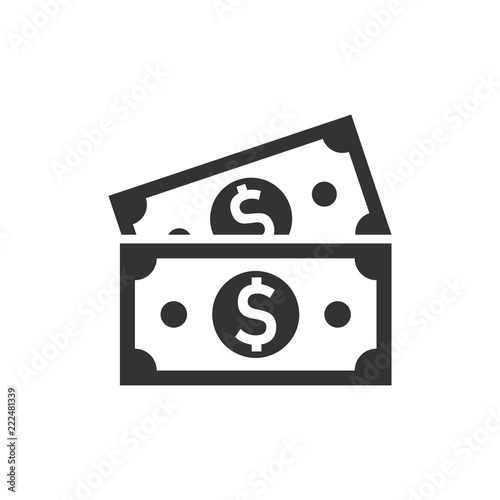 Dollar currency banknote icon in flat style. Dollar cash vector illustration on white isolated background. Banknote bill business concept.